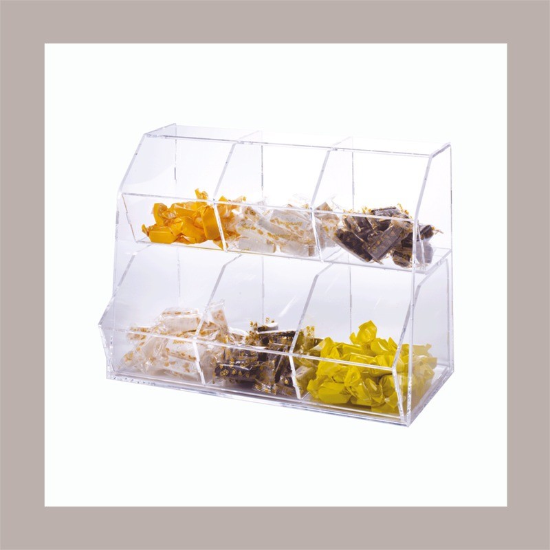 Porta Granelle Contenitore Trasparente 6 Scomparti Multiuso 45x25H33,5 cm [bcfda9bf]