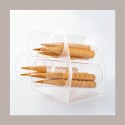 Porta Coni in Plexiglass Trasparente 3 Vani Inclinato con Supporto e Coperchio Ideale per Gelaterie 36x46 h39 cm [29baa2ba]