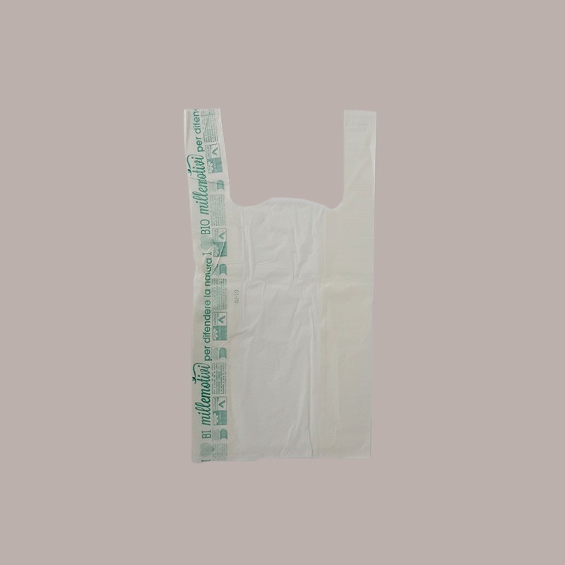 Shopper Bio Mini Monouso Lucgel, 22+6+6x42 cm 500 Pezzi, Bianco, Manico a Bretella, 6g [aac238e8]