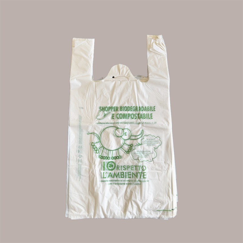 Shopper Bio Medie Monouso a Strappo Elefante, 27+7+7H50cm 500 Pezzi, Bianco, Manico a Bretella [cf4f05fd]