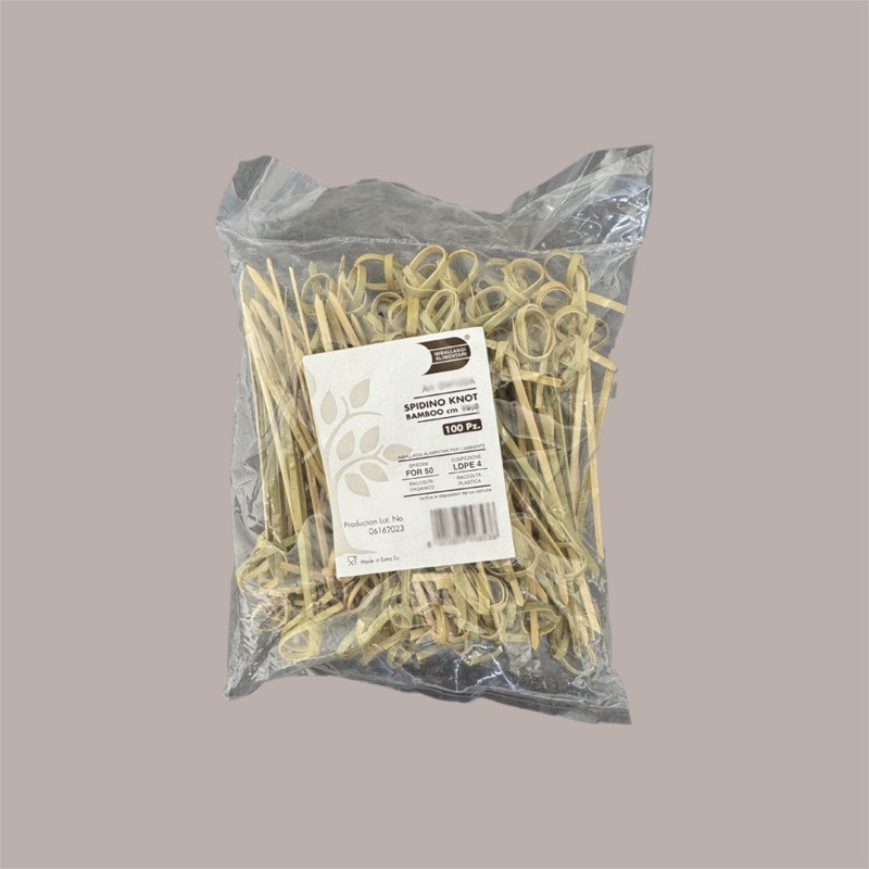 300 Pezzi Ricciolo Spiedino Knot cm10,5 Natural Bamboo Legno [e462a0af]