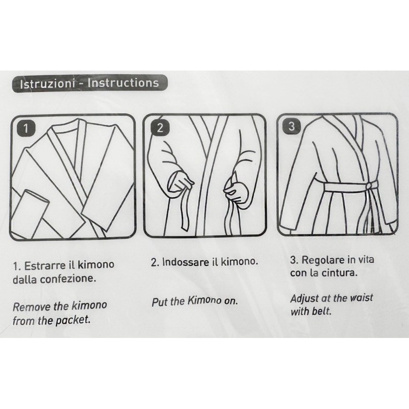 10 Pz Kimono Monouso con Cintura Bianco in Tessuto TNT [5c3f2cbd]