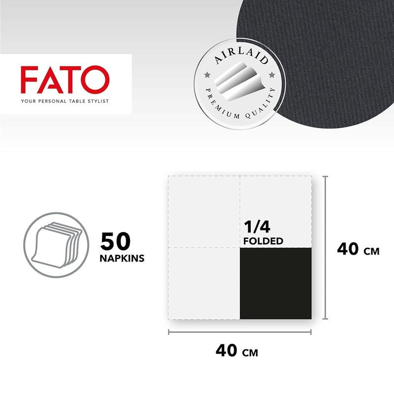 100 Pz Tovaglioli Carta Airlaid Monouso Nero 40x40 cm [fbaec292]