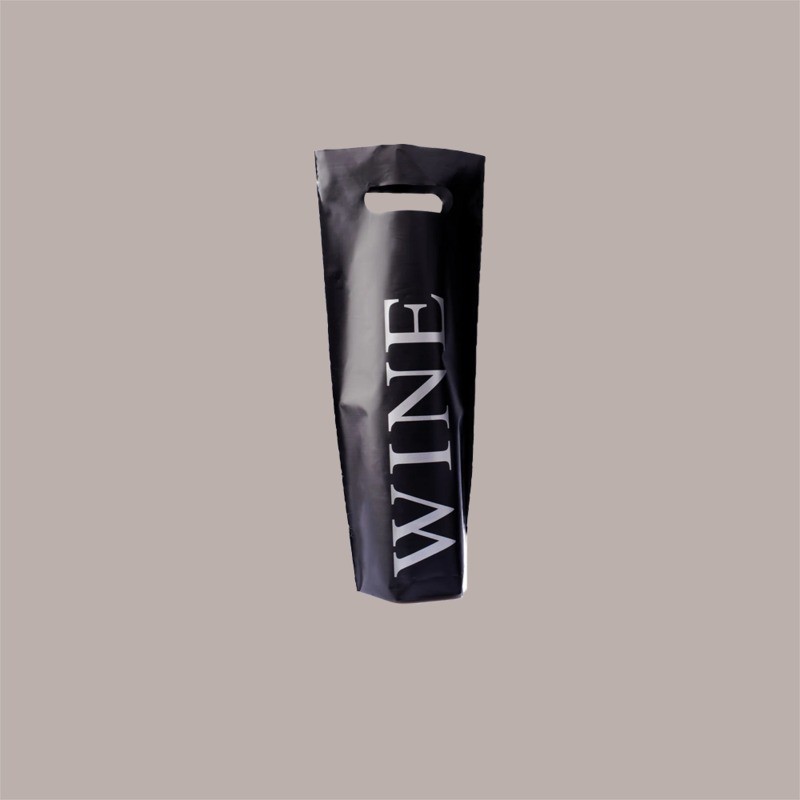 20 Pz Shopper Porta Bottiglia da 750 ml in Plastica Nera Stampa Wine 16+10x38 Cm [0bdbbd83]