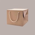 10 Pz Bag Box Porta Panettone Carta Kraft Avana con Cordino 25+25x25 cm [05820c80]