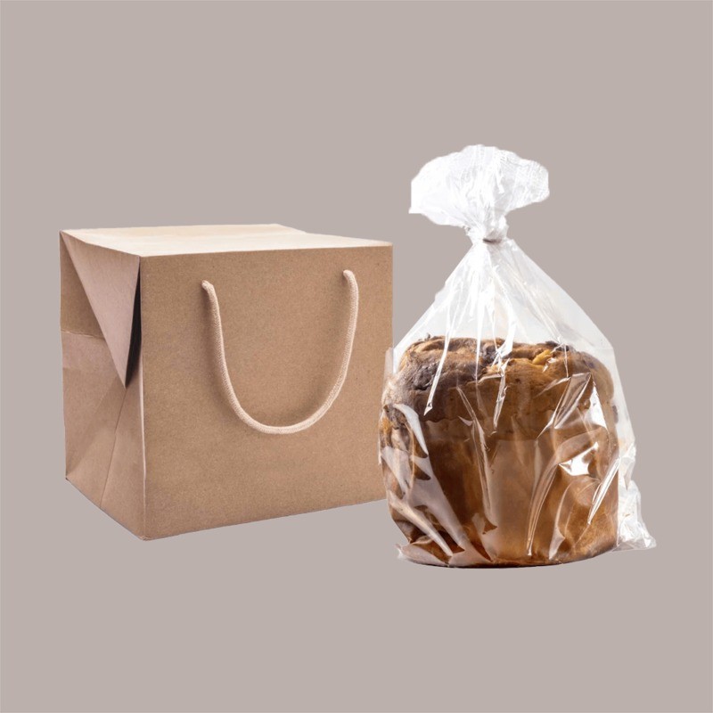 10 Pz Bag Box Porta Panettone Carta Kraft Avana con Cordino 25+25x25 cm [6bb98e89]