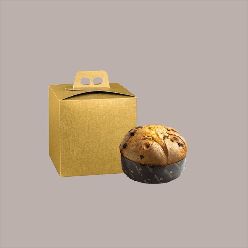 Scatola Quadrello Porta Panettone Alto e Pandoro in Carta Fibra Oro 21x21x22 cm 10 pezzi [c4ffe99f]