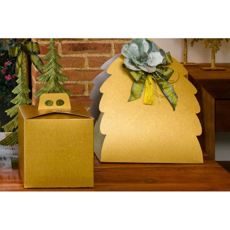 Scatola Quadrello Porta Panettone Alto e Pandoro in Carta Fibra Oro 21x21x22 cm 10 pezzi [73e2289b]