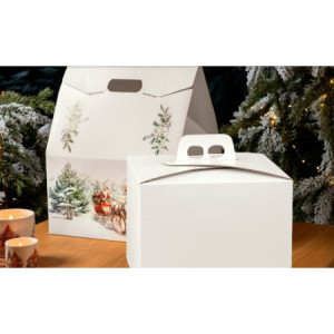Scatola Quadrello Porta Panettone Alto e Pandoro in Carta Fibra Bianco 21x21x22 cm 10 Pz [dec1e690]