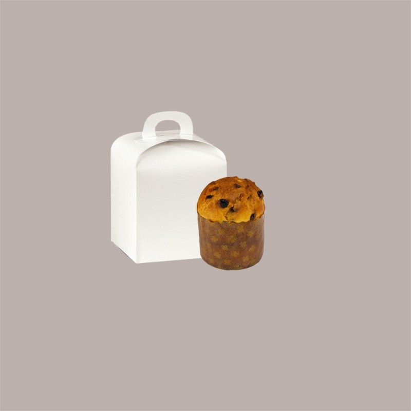 Scatola Porta Piccolo Panettone da 100gr in Cartoncino Fibra Bianco 10x10x10 cm 20 Pezzi [ee70ff95]