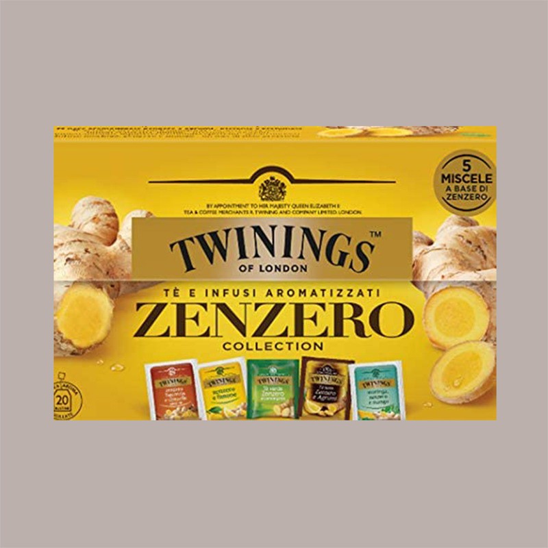 Scatola Legno 4 Scomparti + 40 Filtri Tè Zenzero Twinings [5dcde467]