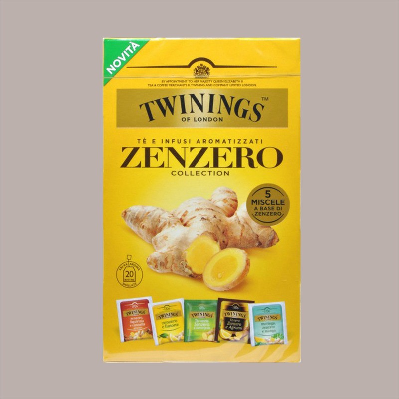 Scatola Legno 4 Scomparti + 40 Filtri Tè Zenzero Twinings [41c60a5c]