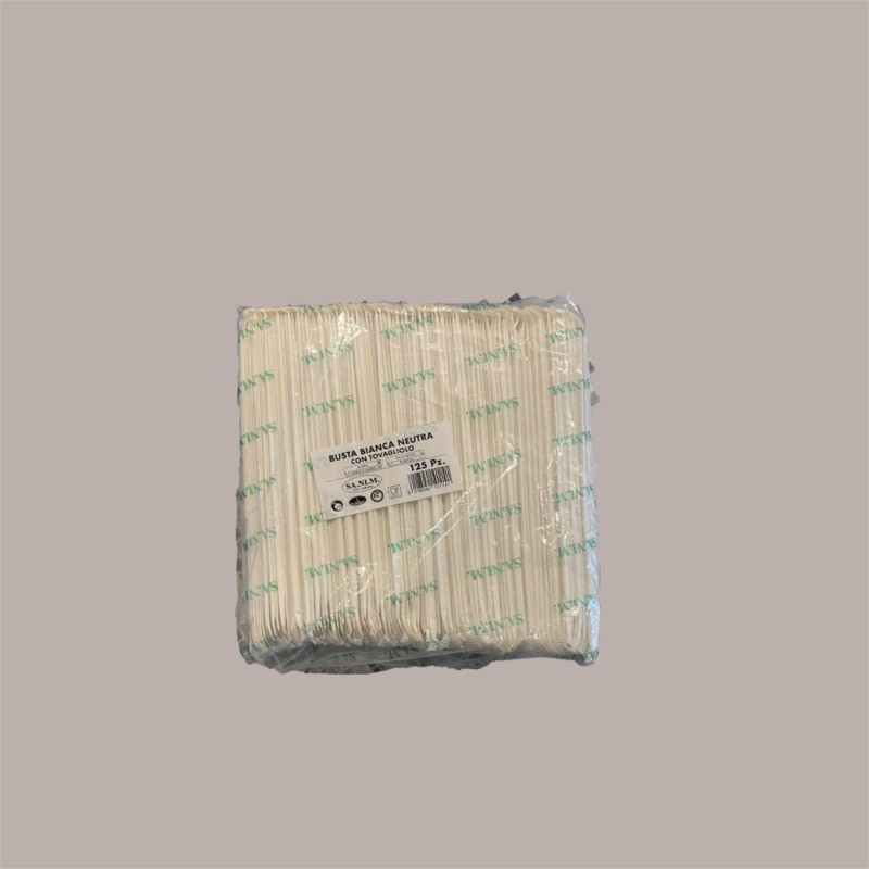 Busta Bianca Neutra in Carta con Tovagliolo in Carta Bianco 11x24 cm 125 Pezzi [2ad4a8fd]