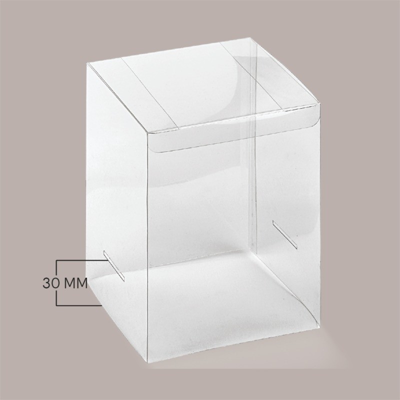 Scatola Trasparente Espositiva con Fondo Carta H30 mm Bianco Effetto Fibra  210x210H300mm 5 Pezzi [cb84c52d]