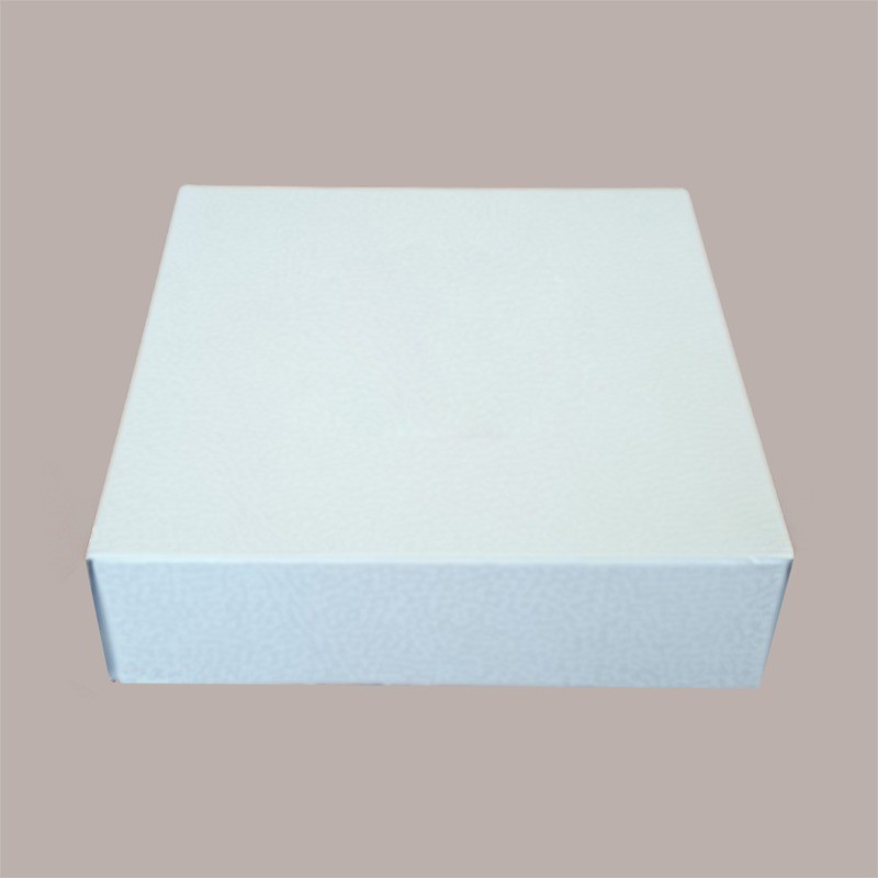 Scatola Trasparente Espositiva con Fondo Carta H30 mm Bianco Effetto Fibra 210x210H350mm 5 Pezzi [4721eb31]