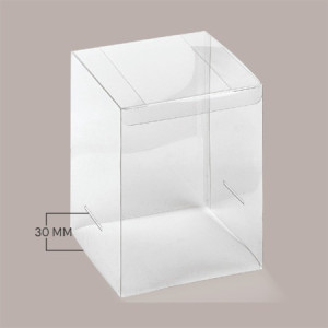 Scatola Trasparente Espositiva con Fondo Carta H30 mm Bianco Effetto Fibra 250x250H400mm 5 Pezzi [5ec3ce28]