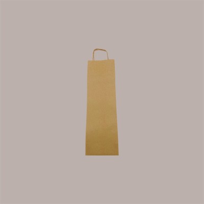 Borsa Busta Carta Avana porta 1 Bottiglia 750 ml con Manico in Cordoncino 12+8.5x39cm 20 Pezzi [42f85946]