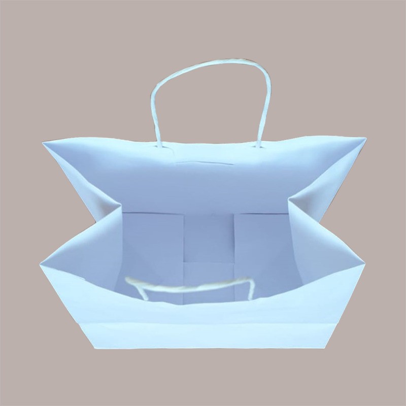 Borsa Carta Bianca Shopper Base Larga Gelateria 25+15H24 30 Pezzi [9a61ba75]