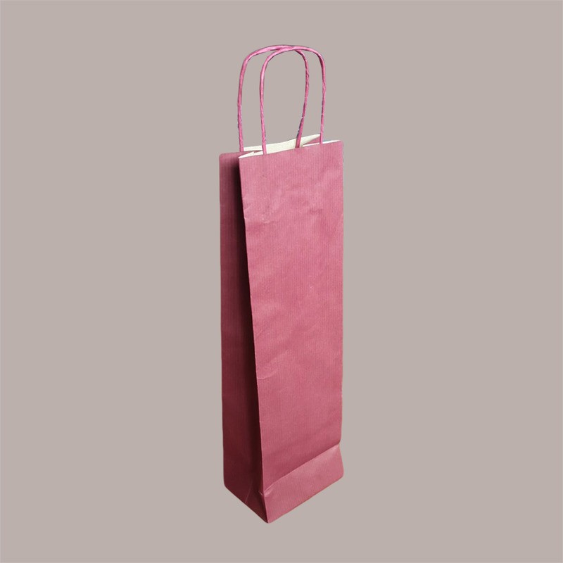 Borsa Busta Carta Bordeaux porta 1 Bottiglia 750 ml con Manico in Cordoncino 12+8.5x39cm 20 Pezzi [7b1fbc6e]