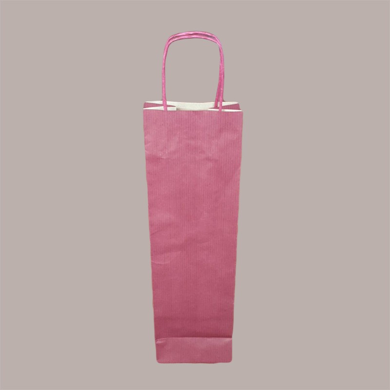 Borsa Busta Carta Bordeaux porta 1 Bottiglia 750 ml con Manico in Cordoncino 12+8.5x39cm 20 Pezzi [15243e67]