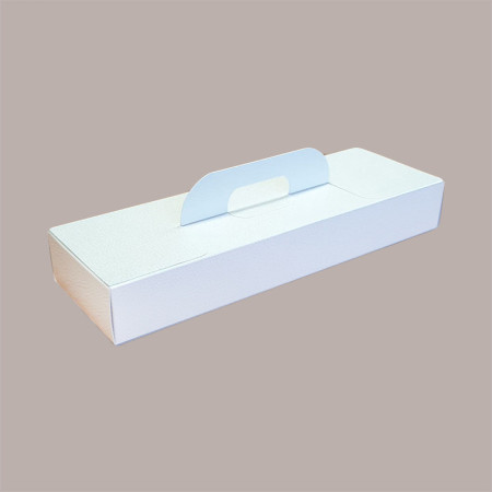 Scatola Porta Strudel in Cartoncino Bianco grafica effetto pelle 40x15H6cm 10 pezzi [9574f560]