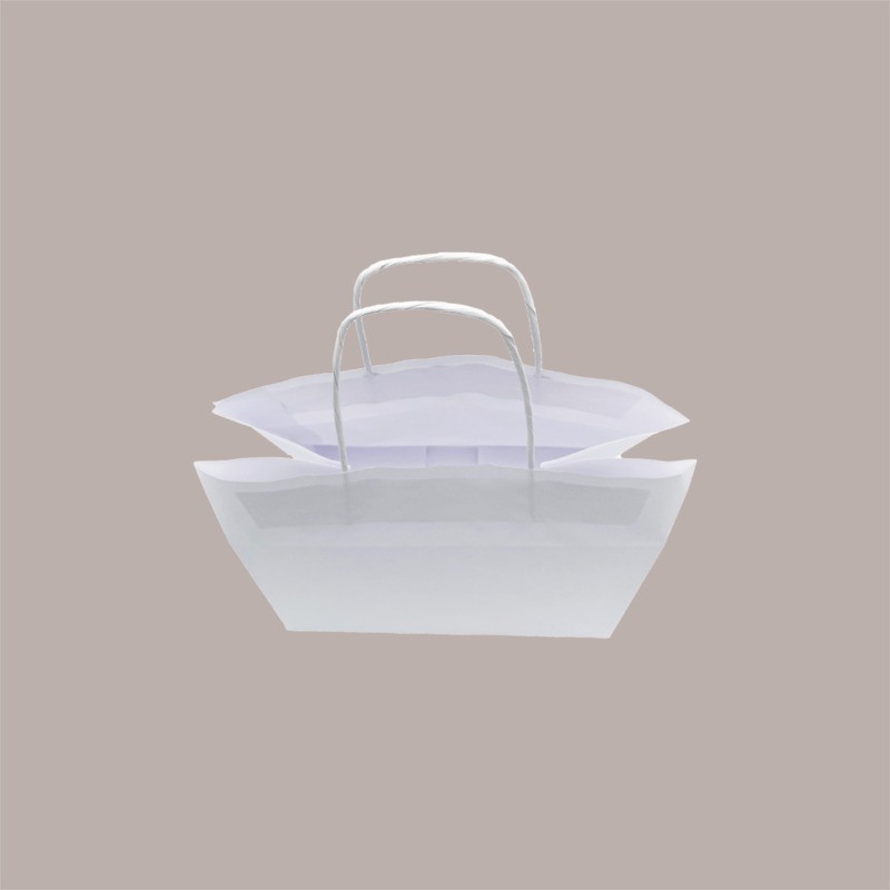 Borsa Carta Bianca Shopper Base Larga Gelateria 28+17x26 200 Pezzi [ab6f034e]