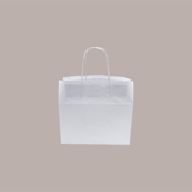 Borsa Carta Bianca Shopper Base Larga Gelateria 28+17x26 200 Pezzi [ae3f4450]