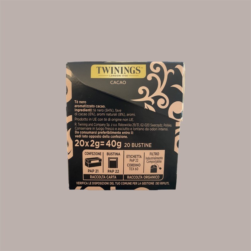 Filtri Bustine Tè Nero Aromatizzato al Cacao TWININGS 20 Filtri [ca096bab]