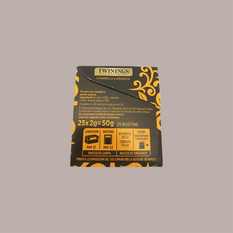 Filtri Bustine Tè Nero Aromatizzato Cannella e Arancia TWININGS 25 Pz [e08c3a96]