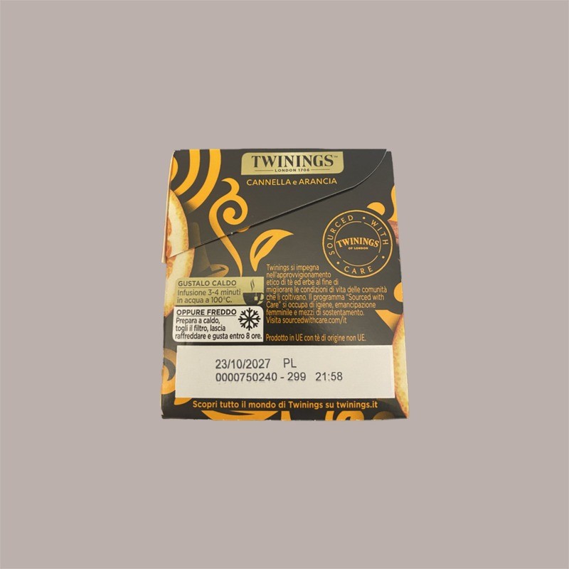 Filtri Bustine Tè Nero Aromatizzato Cannella e Arancia TWININGS 25 Pz [e5dc7d88]