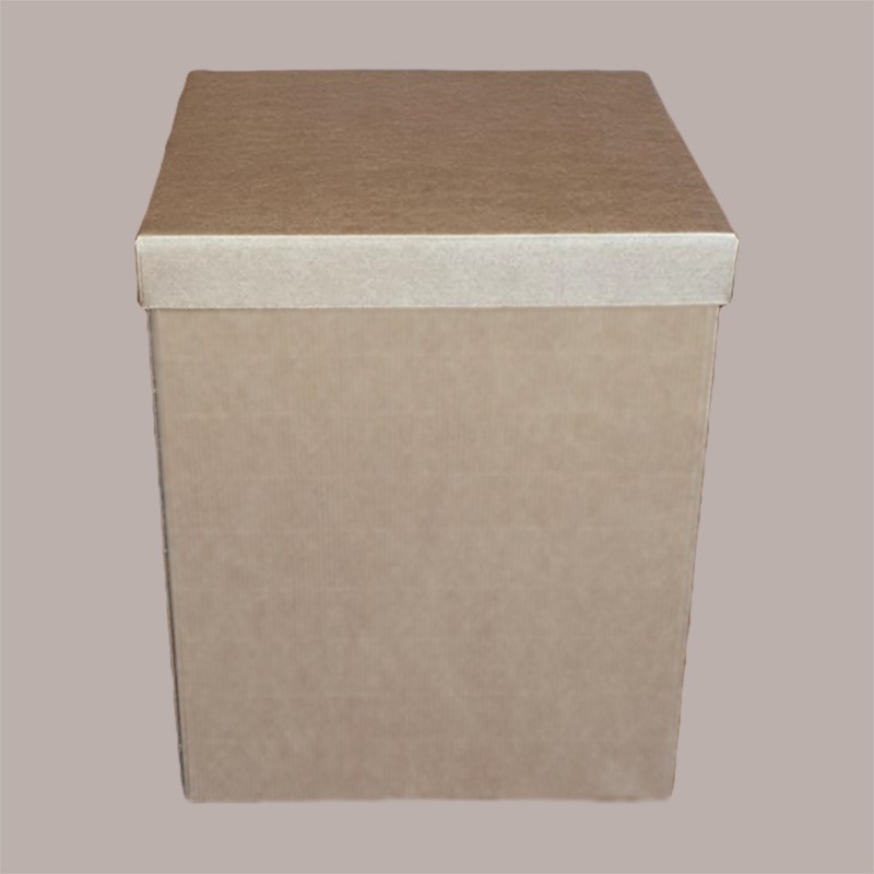 Scatola Baule con Coperchio Carta Liscio Avana 400x400H400 mm [bad3398a]