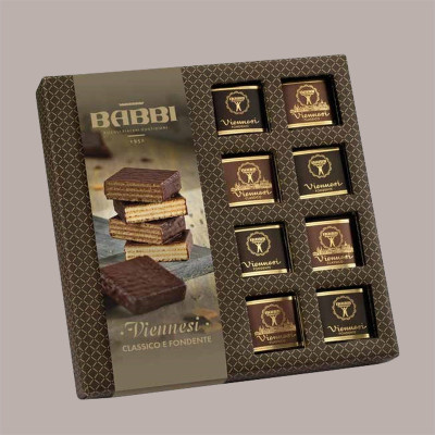 BABBI Viennesi Assortimento Wafer Ricoperto al Cioccolato Fondente e Classico, Confezione Regalo 320g, 16 Pezzi, 27x2 [d4620e40]