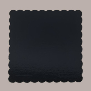 Sottotorta Vassoio Cartone Quadrato Bordo Smerlato Ala Oro Nero Usa e Getta 30x30 cm 10 Kg 44 pezzi [baefb992]