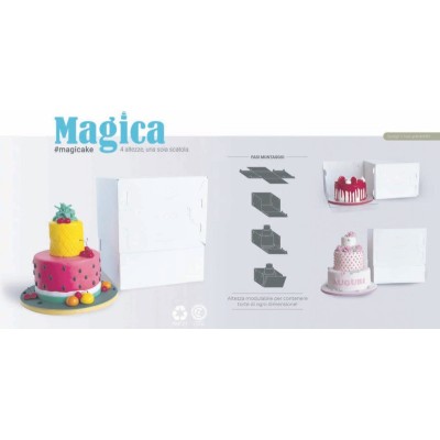 Scatola Magica Bianca Naturale per Torta Quattro Altezze Una Scatola 25x25 cm 2 Pezzi [71b4199f]