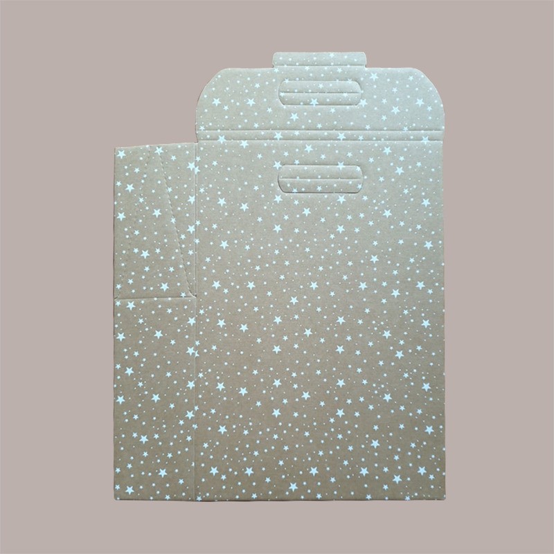 Scatola Astuccio Porta 3 Bottiglie 750 ml Olio Vino in Cartoncino Avana grafica Stelle Bianche Galaxy 270x90H385mm, 1 [f243127f]