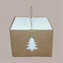 Scatola per Confezione Regalo Porta Panettone Alto in Cartoncino Avana grafica Albero 210x210H210mm, 5 pezzi [c502eba0]