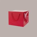 Bag Box Porta Panettone Carta Rosso Lucido con Cordino 24,5+24,5x20 cm 10 pezzi [e162c163]