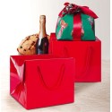 Bag Box Porta Panettone Carta Rosso Lucido con Cordino 24,5+24,5x20 cm 10 pezzi [5b08978c]