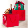 Bag Box Porta Panettone Carta Rosso Lucido con Cordino 24,5+24,5x20 cm 10 pezzi [5b08978c]