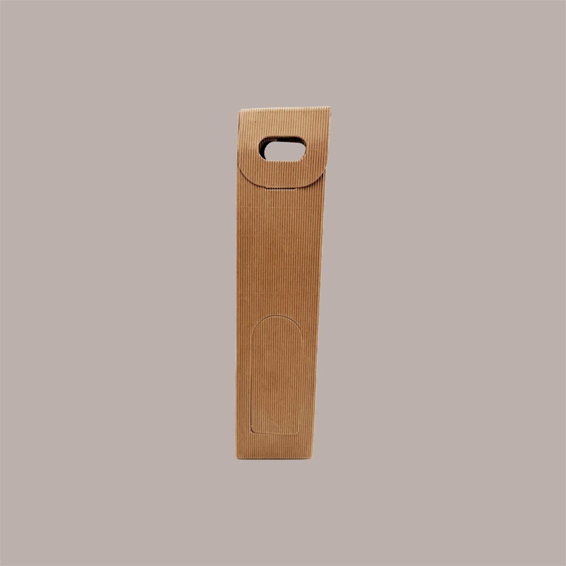 10 Pz Scatola Astuccio Porta 1 Bottiglia 750 ml Olio Vino in Cartoncino Onda Avana con finestra 90x90H385mm [a4c0bc95]