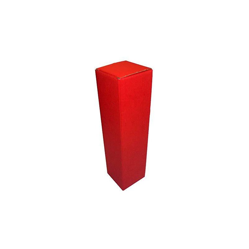 20 Pz Scatola Astuccio Porta 1 Bottiglia 750 ml Olio Vino in Cartoncino Onda Rosso 90x90H345mm [d5bc9c1e]