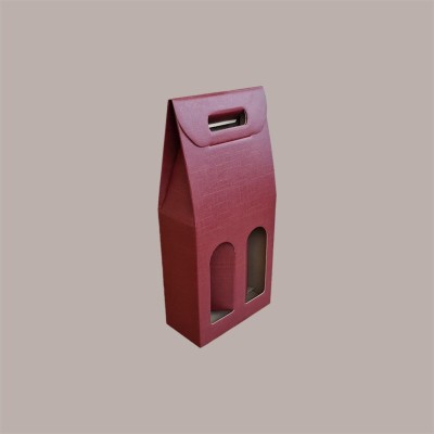 10 Pz Scatola Astuccio Porta 2 Bottiglie 750 ml Olio Vino in Cartoncino grafica Seta Bordeaux 180x90H385mm [f2eda016]