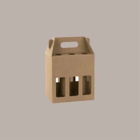 Scatola Minibox Porta 6 Bottiglie Birra o Olio da 33 cl in Carta Avana con Finestra 190x130x210 mm 10 Pezzi [893b90fe]