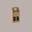 Scatola Mini box Porta 4 Bottiglie Birra o Olio da 25/33 cl in Carta Avana con Finestra 130x130x210 mm 10 Pezzi [0e9748ff]