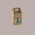 Scatola Mini box Porta 4 Bottiglie Birra o Olio da 25/33 cl in Carta Avana con Finestra 130x130x210 mm 10 Pezzi [d7b10bf2]