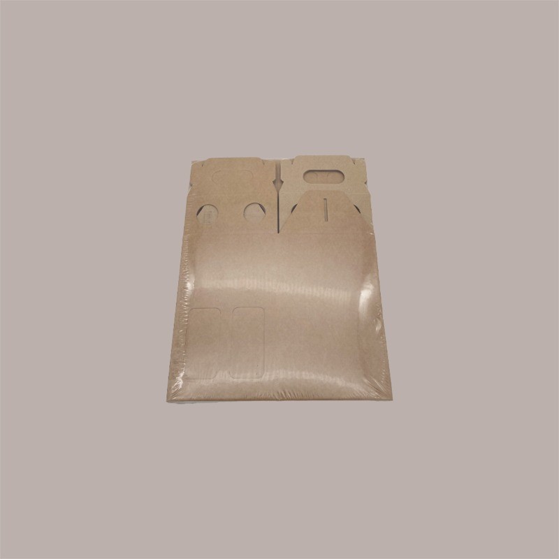 Scatola Mini box Porta 4 Bottiglie Birra o Olio da 25/33 cl in Carta Avana con Finestra 130x130x210 mm 10 Pezzi [60accaf6]