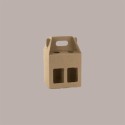 Scatola Mini box Porta 4 Bottiglie Birra o Olio da 33 cl in Carta Avana con Finestra 155x155x160 mm 10 Pezzi [0157610f]