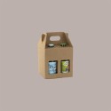 Scatola Mini box Porta 4 Bottiglie Birra o Olio da 33 cl in Carta Avana con Finestra 155x155x160 mm 10 Pezzi [d8712202]