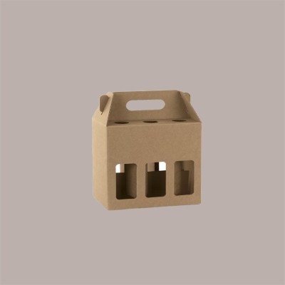 Scatola Minibox Porta 6 Bottiglie Birra o Olio da 33 cl in Carta Avana con Finestra 230x155x160 mm 10 Pezzi [e75ba951]