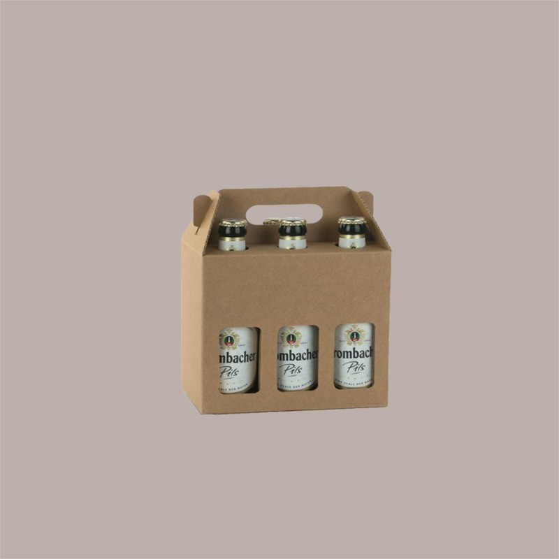 Scatola Minibox Porta 6 Bottiglie Birra o Olio da 33 cl in Carta Avana con Finestra 230x155x160 mm 10 Pezzi [50466855]